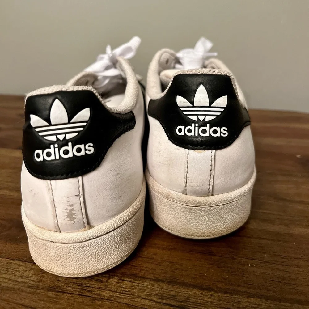 ADIDAS White and Black Superstar Sneakers, Men’s 8 - Picture 6 of 6
